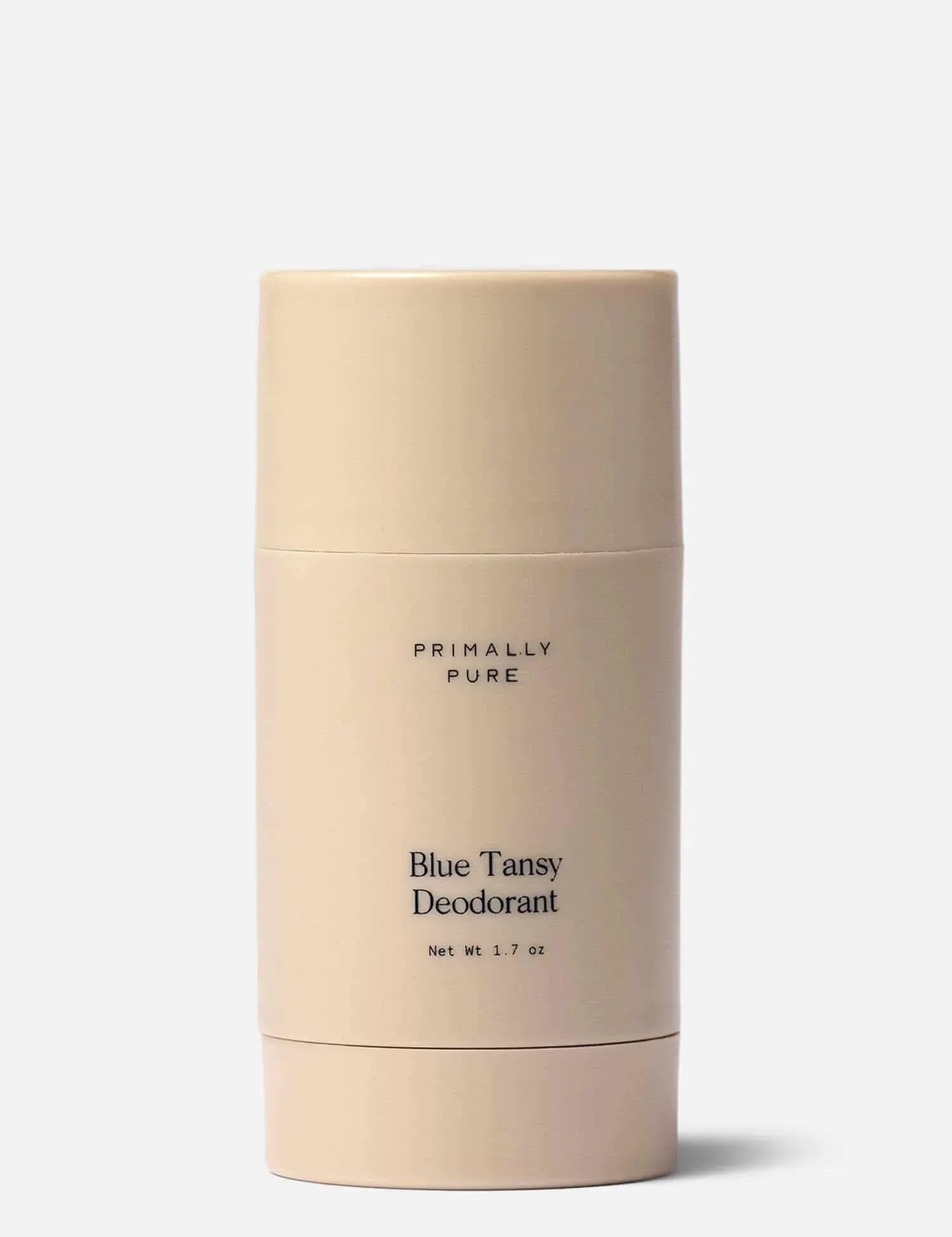 Beige Blue Tansy Deodorant Tube Primally Pure Deodorant on a white background