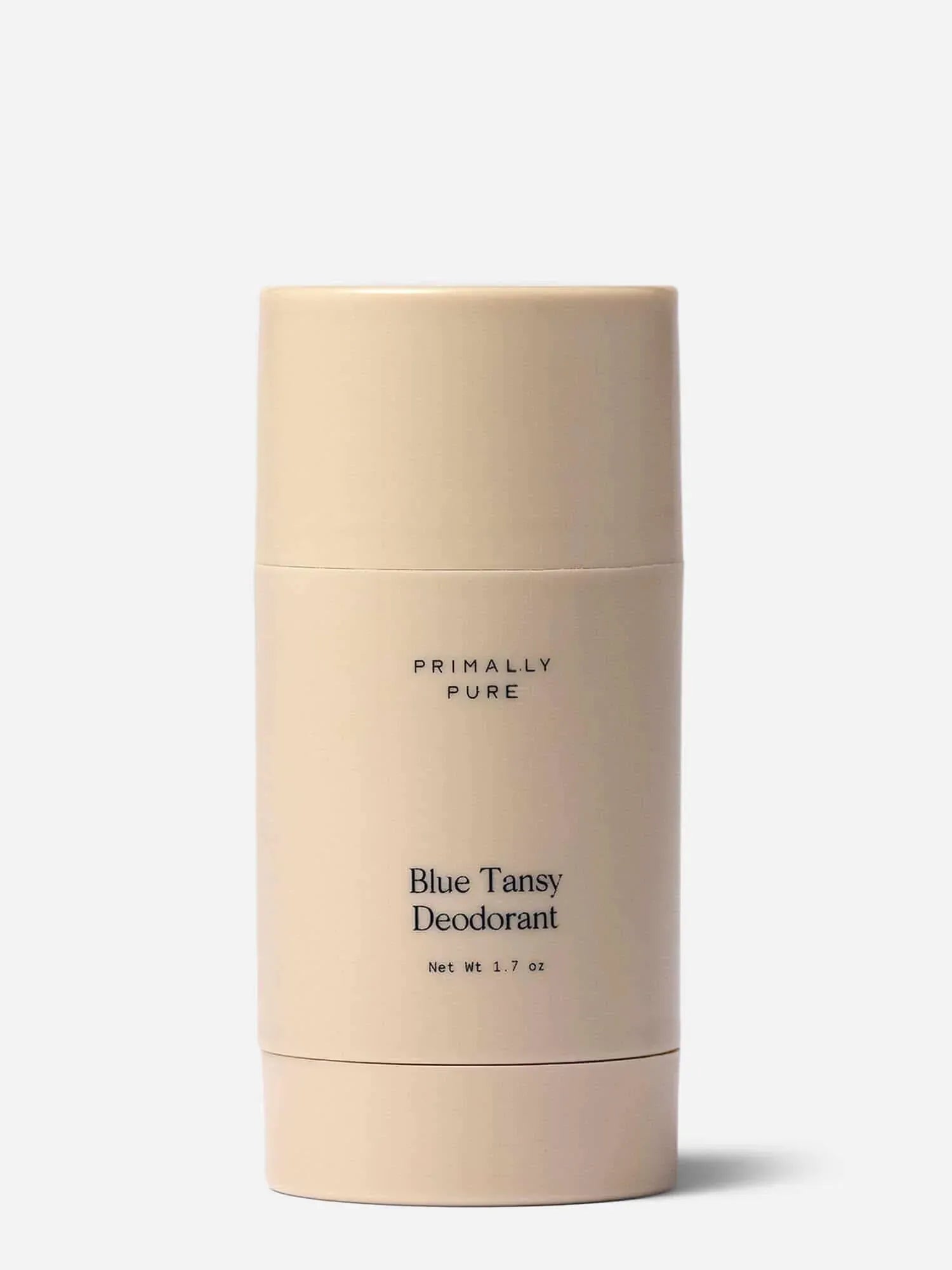Beige Blue Tansy Deodorant Tube Primally Pure Deodorant on a white background