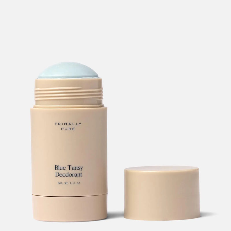 Primally Pure Best-Selling Blue Tansy Deodorant on a white background 2.5oz