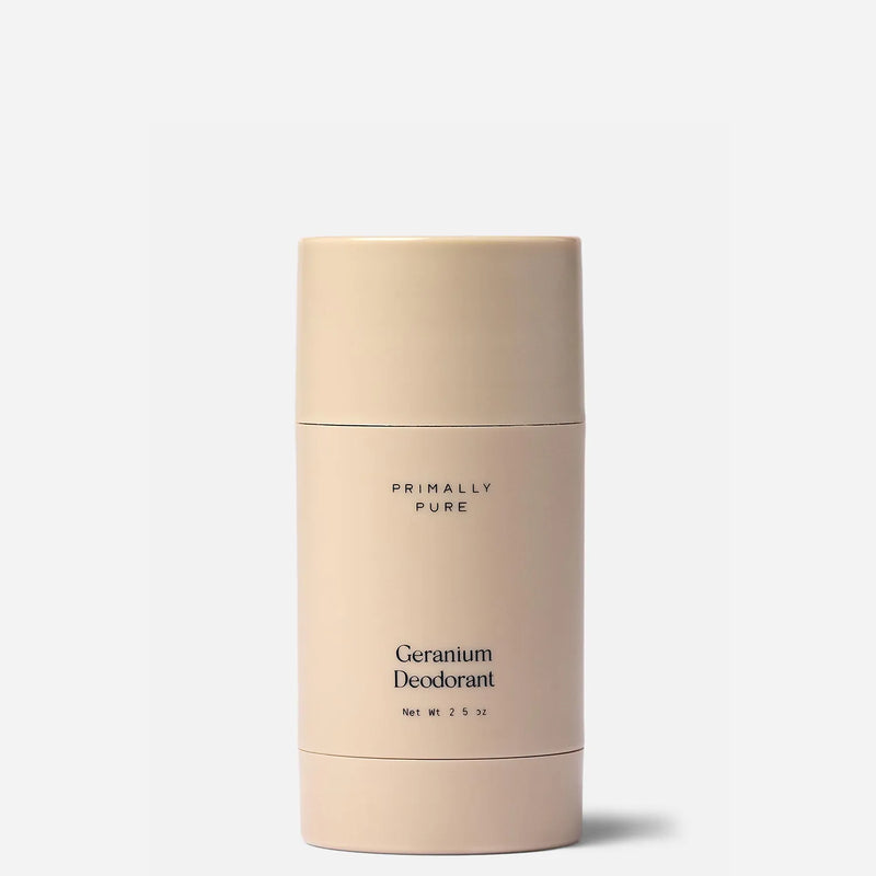 Primally Pure Geranium Deodorant on a white background 2.5oz