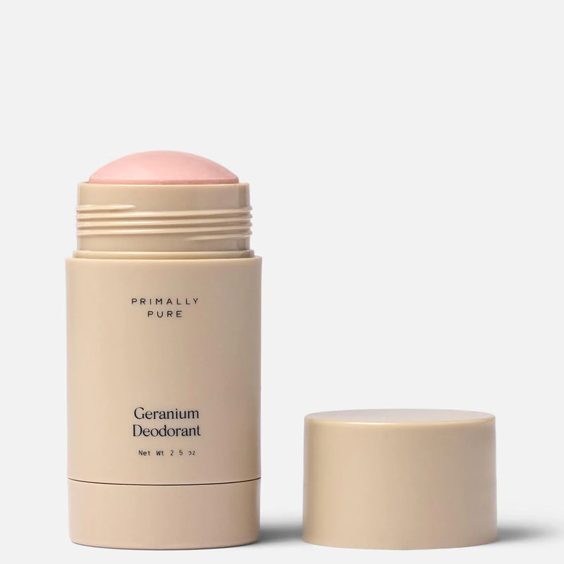 Primally Pure Geranium Deodorant on a white background 2.5oz