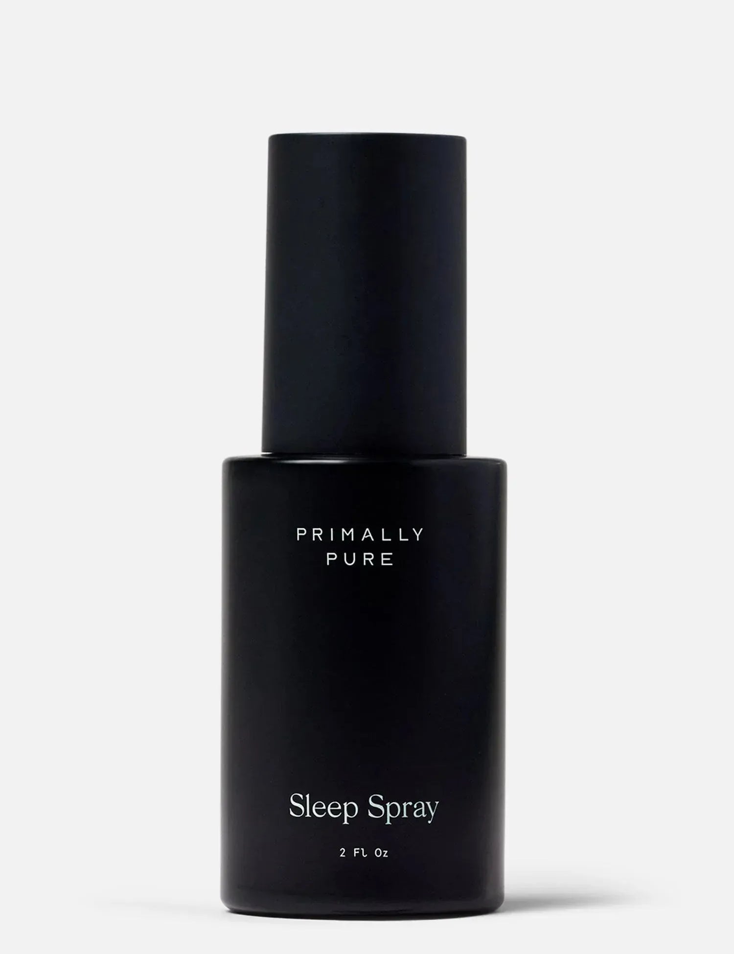 Black bottle of Primally Pure Sleep Spray on a white background