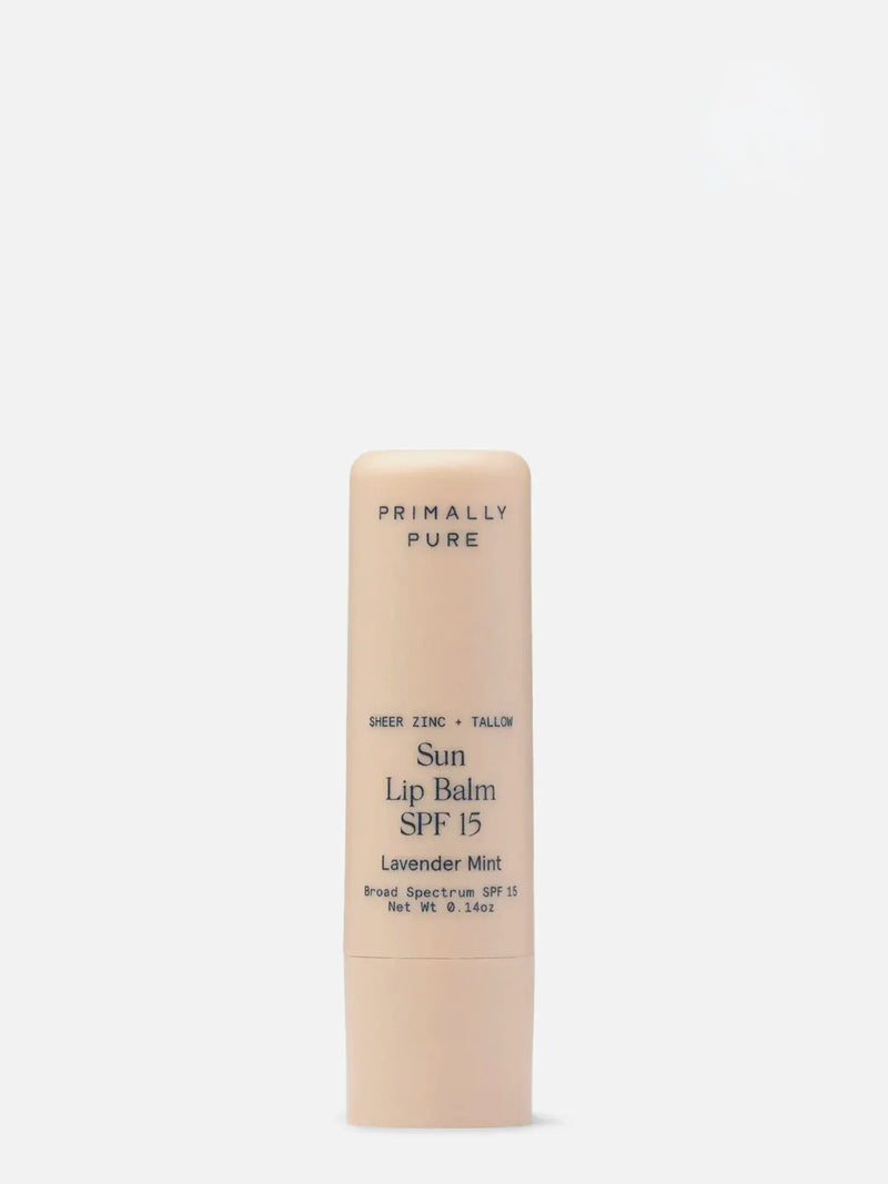 Sun Lip Balm SPF 15 Lavender Mint Lip Sunscreen Primally Pure - Beef tallow sunscreen