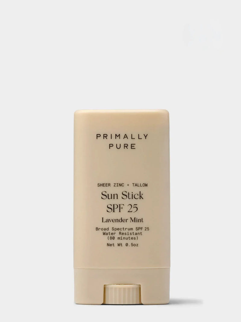 Primally Pure Tallow Based Mineral Sun Stick SPF 25 Lavender Mint on a white background