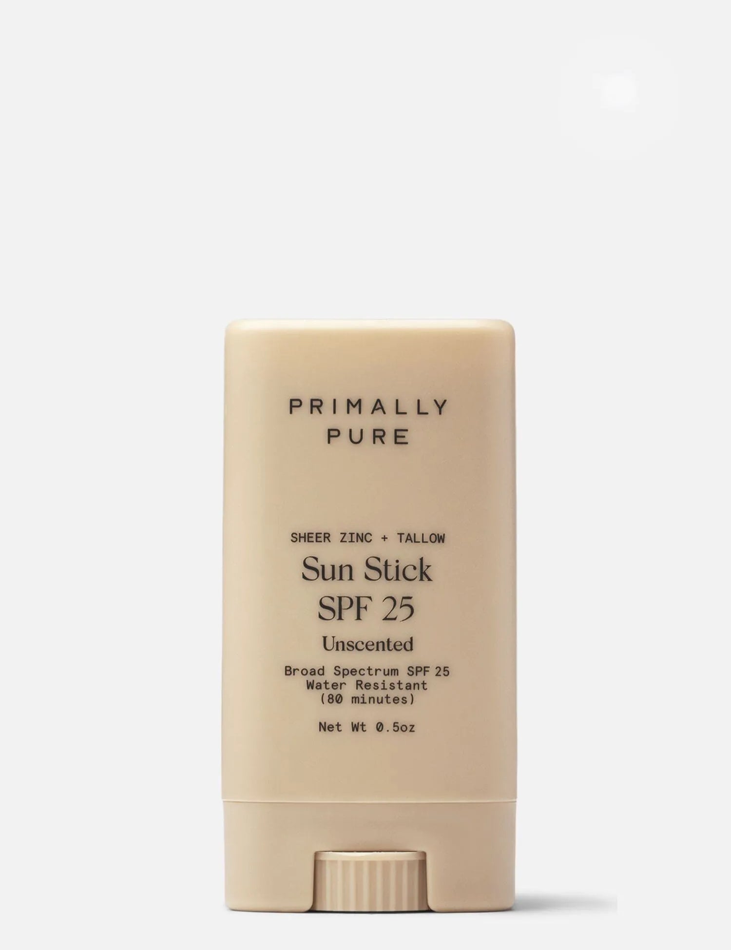 Primally Pure Tallow Based Mineral Sun Stick SPF 25 Unscented on a white background
