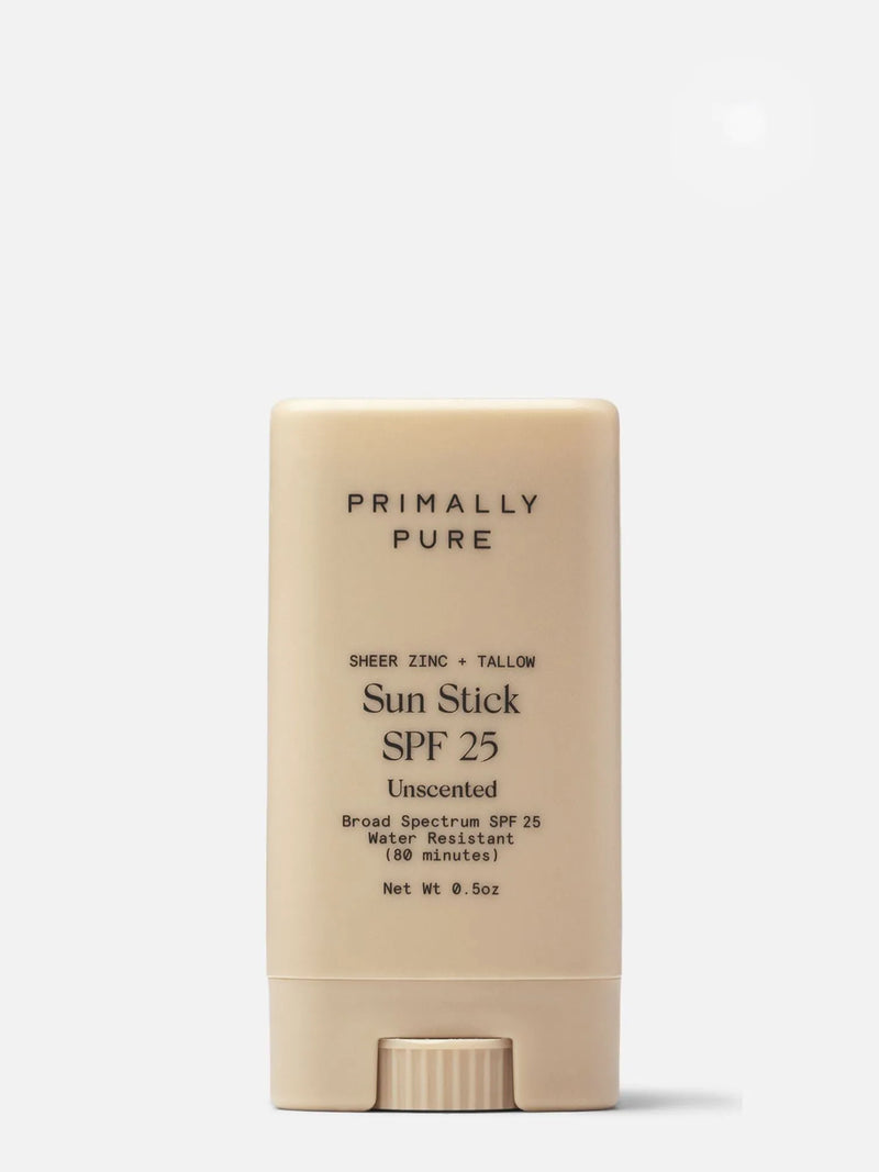 Primally Pure Tallow Based Mineral Sun Stick SPF 25 Unscented on a white background