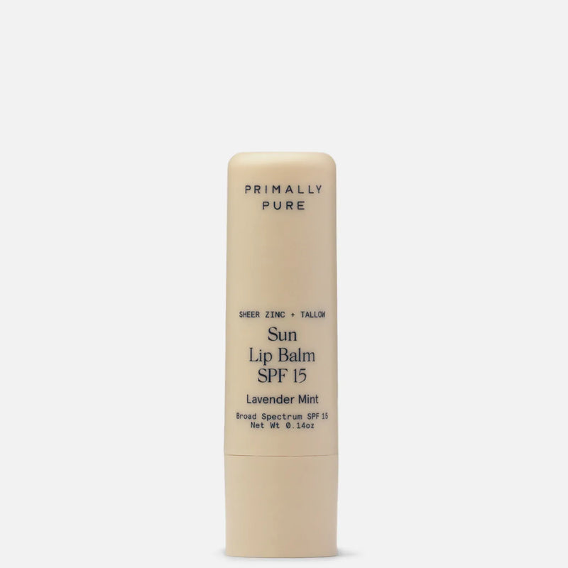 Sun Lip Balm SPF 15 Lavender Mint Lip Sunscreen Primally Pure - Beef tallow sunscreen