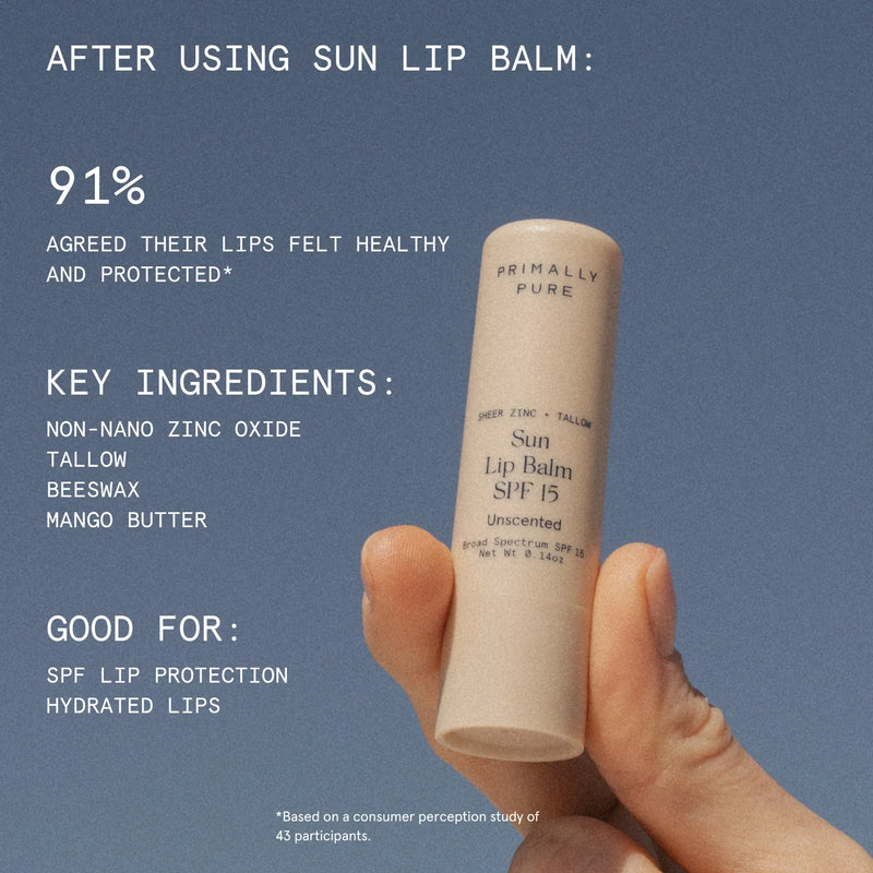 Sun Lip Balm SPF 15 Sunscreen Primally Pure Non Nano Zinc Oxide Sunscreen
Consumer Claims
