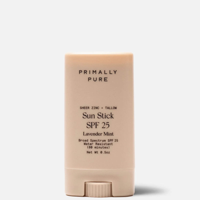 Primally Pure Tallow Based Mineral Sun Stick SPF 25 Lavender Mint on a white background