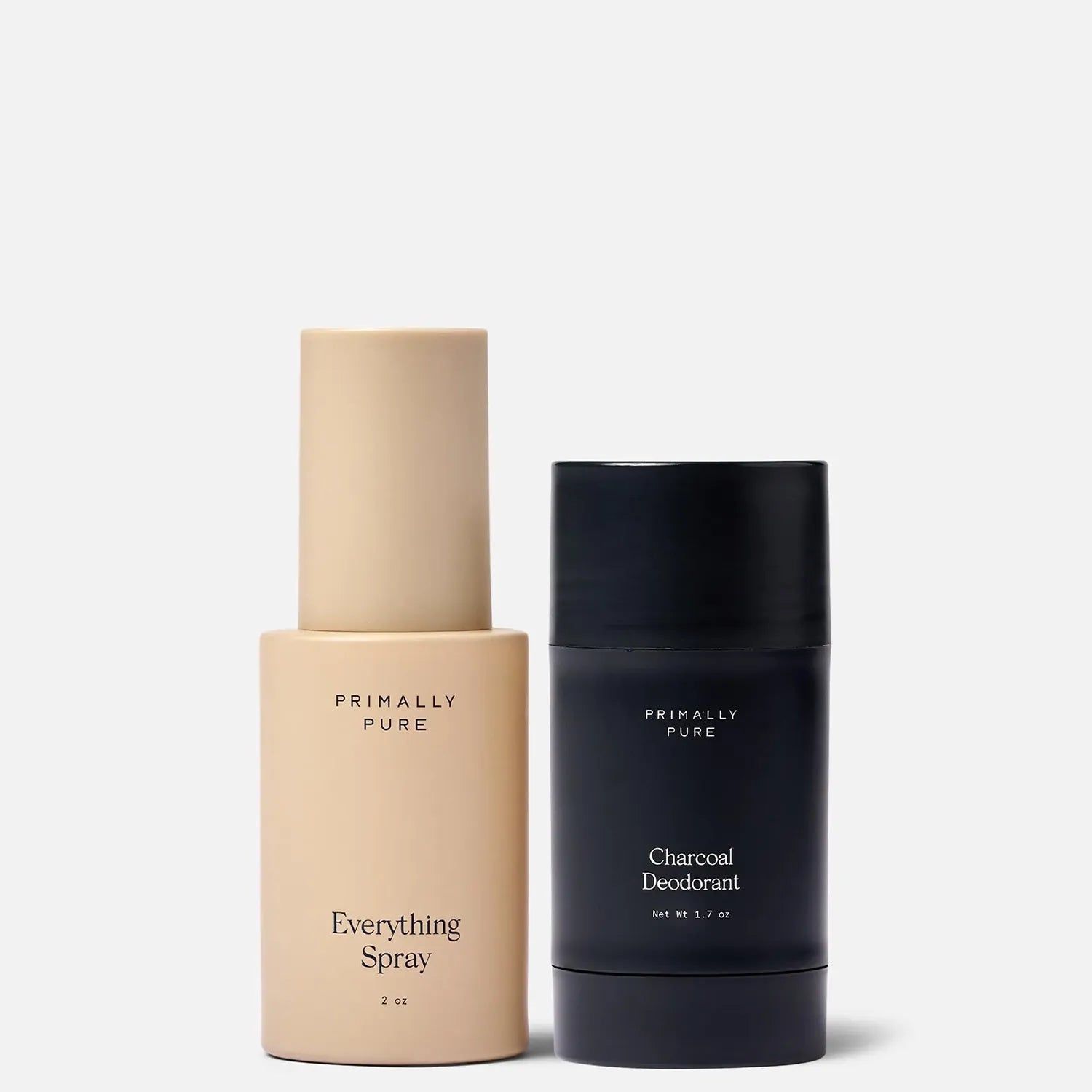 Primally Pure Everything Spray and Charcoal Deodorant set on a clean white background. The Pit Kit Bundle get 2 best-selling products at a bundle price.