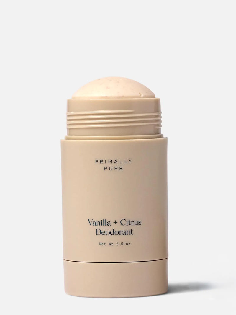Primally Pure 2.5oz Vanilla Citrus Deodorant on a white background