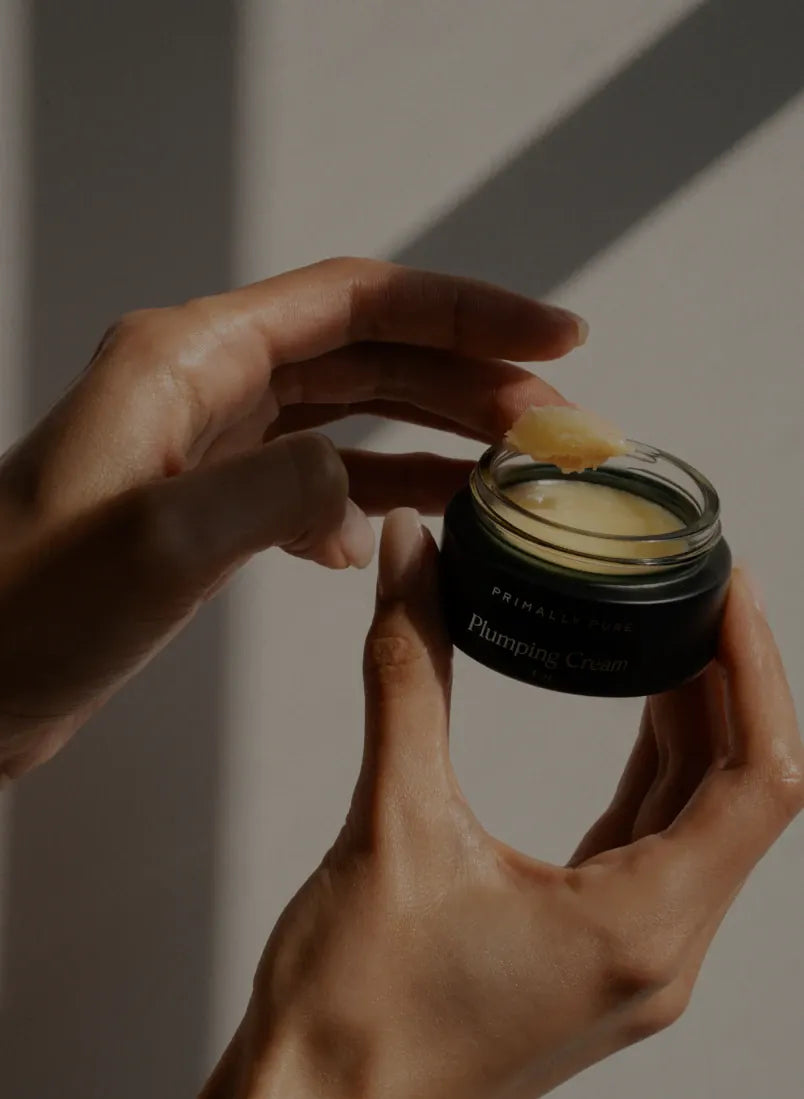 Open jar of Primally Pure Plumping Cream
